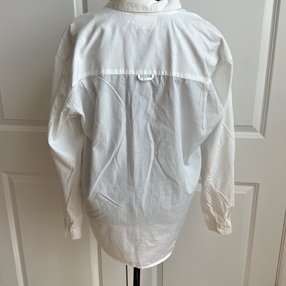 Bugle Boy Classic White Collar Button Down Top with Floral Embroidery - Picture 8 of 8